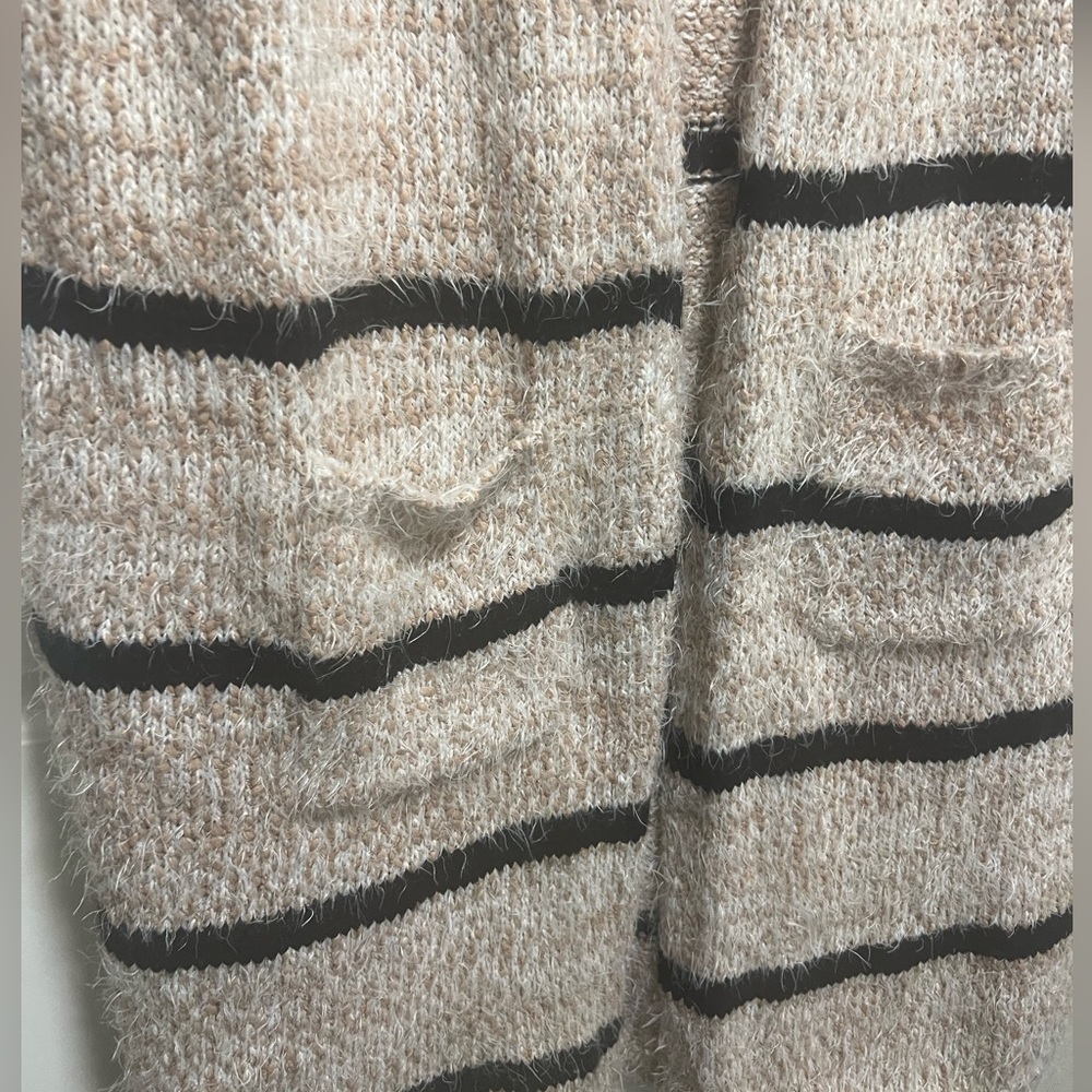 Onetheland Stripe Furry Fuzzy Open Front Cardigan… - image 2